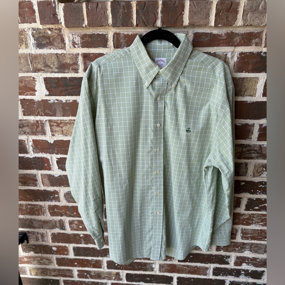 Brooks Brothers‎ The Original Polo Green Check Button Down Shirt Size Large